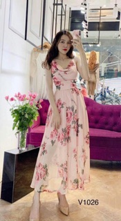 Đầm maxi cổ đỗ 2 dây siêu xinh