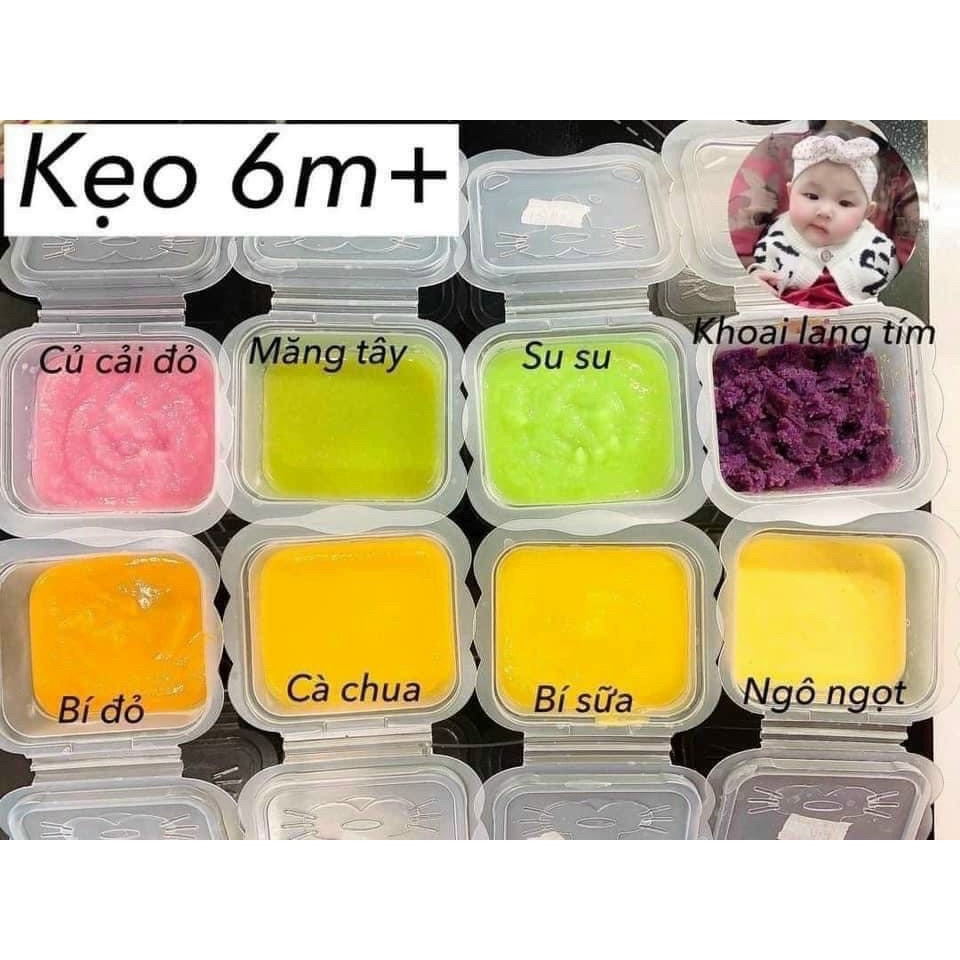 Set 8 khay trữ đông Kichi, bộ hộp 100ml chia thức ăn Kichi trữ đồ ăn dặm cho bé