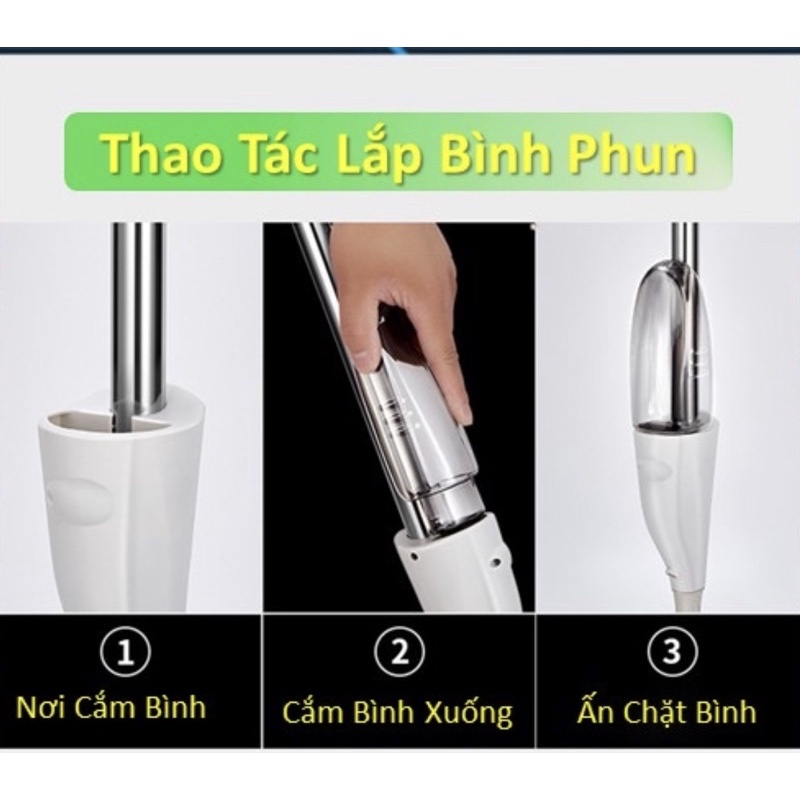 Cây Lau Nhà Phun Sương  Thông Minh Xoay 360 Độ Cao Cấp,Chổi Lau Nhà Kèm Bình Xịt