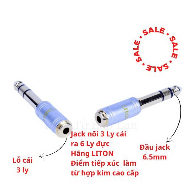 ( Liton ) Jack 6.5 Sang 3.5 , Đầu Chuyển 6.5 Sang 3.5, Giắc Chuyển 6 Ly Đực Sang Lỗ 3 Ly Cái