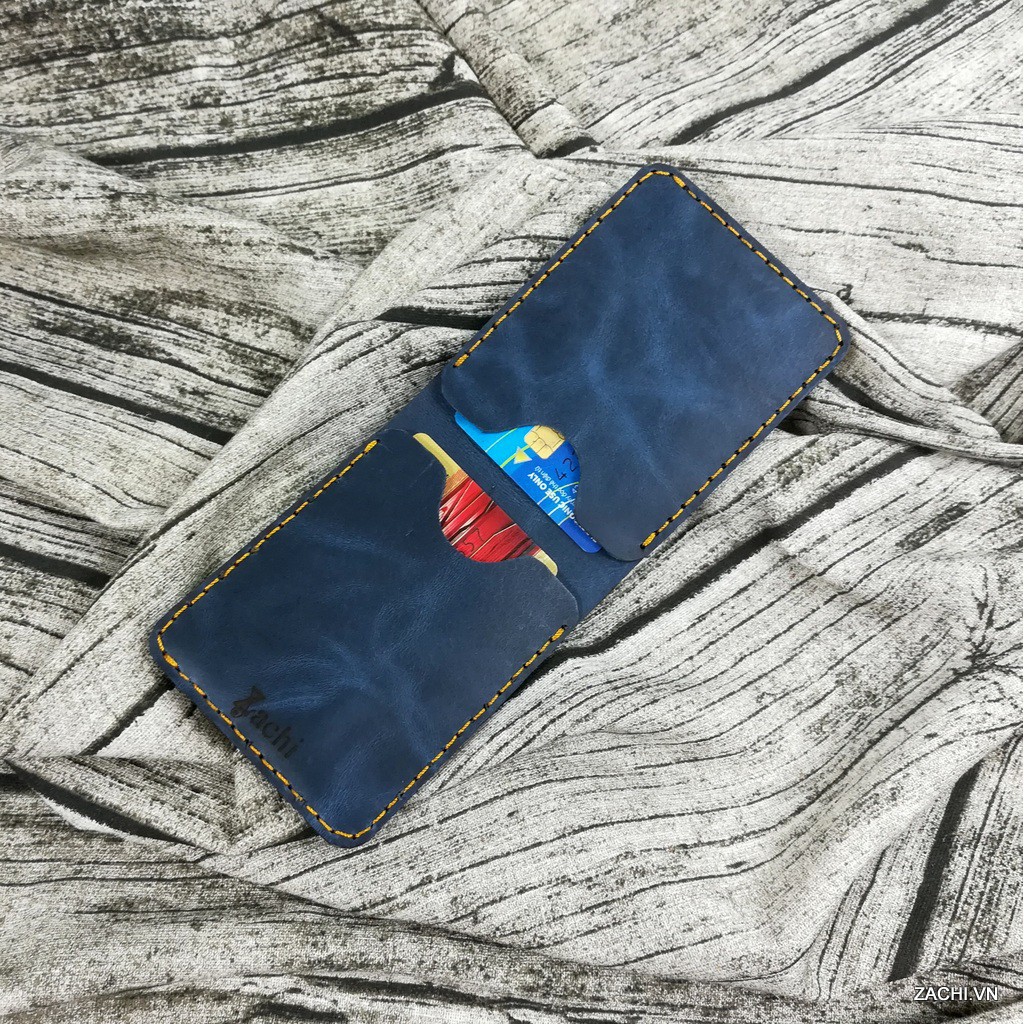 Bóp Ví Nam Mini Nhỏ Gọn Da Bò Thật Hàng Cao Cấp Navy Vân VN01KB35