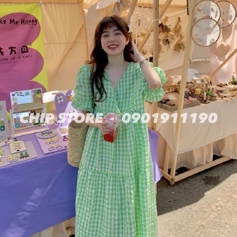 VÁY SUÔNG HOẠ TIẾT CARO KOREA TƯƠI TẮN (ảnh thật)