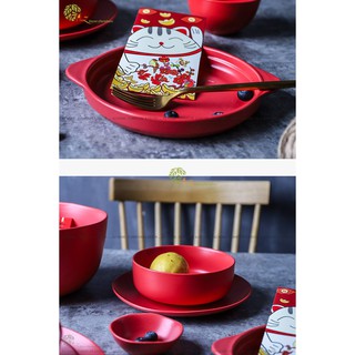 Bộ bát đĩa lẻ Red Valvet - gốm sứ cao cấp