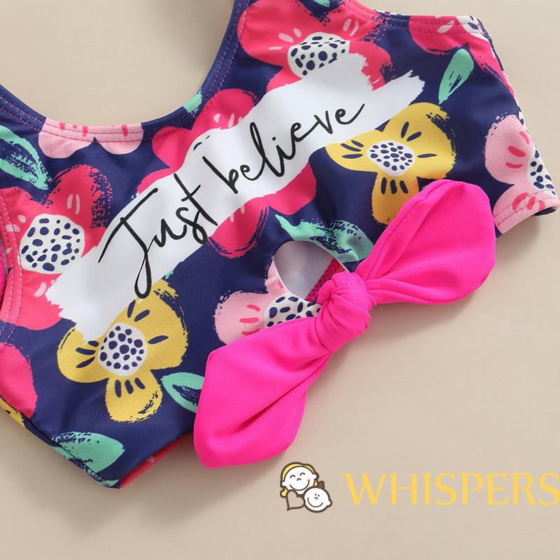 Bộ đồ bơi hai mảnh in họa tiết hoa và đính nơ thời trang cho bé Whisper