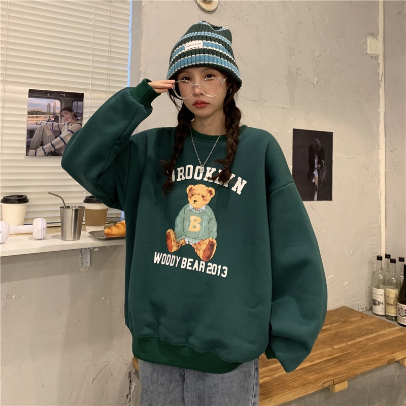 SUXI Áo sweatshirt tay dài dáng rộng thời trang mùa thu mới dành cho nữ