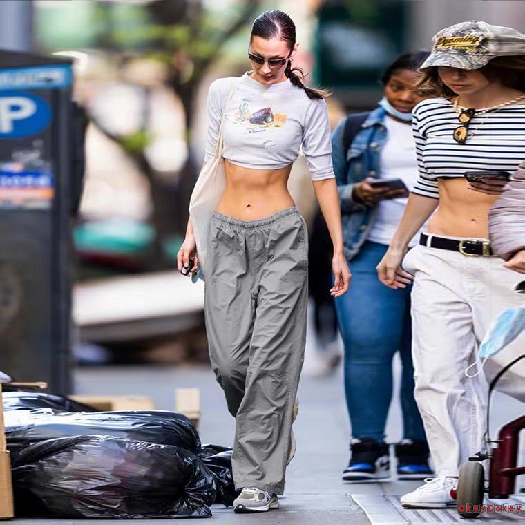 Quần ống rộng Y2K Màu Sắc Đơn Giản Thời Trang Cho Nữ