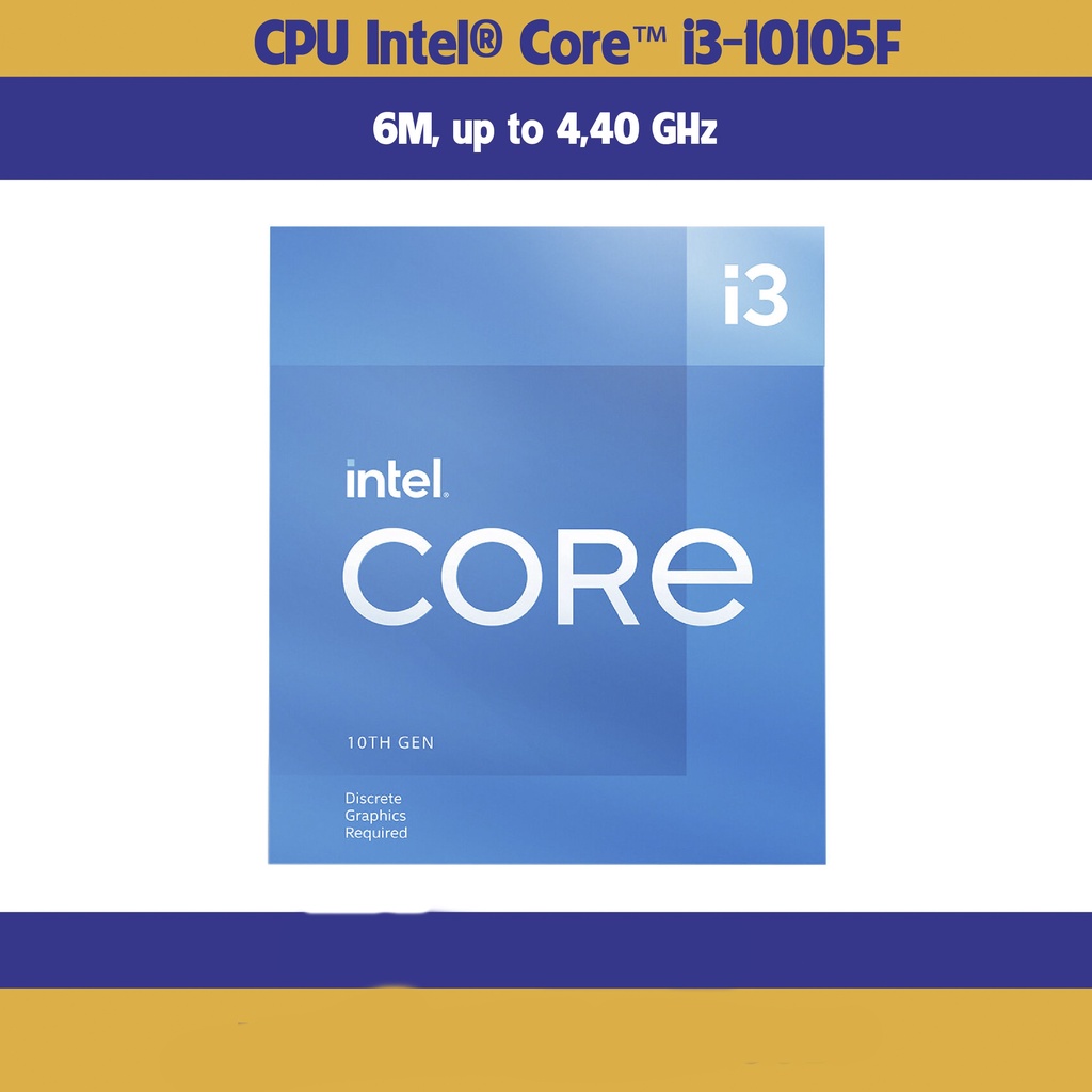 CPU Intel Core i3 10105F / 6MB / 4.40GHZ / 4 nhân 8 luồng - Bảo hành 36 Tháng Full box nhập khẩu