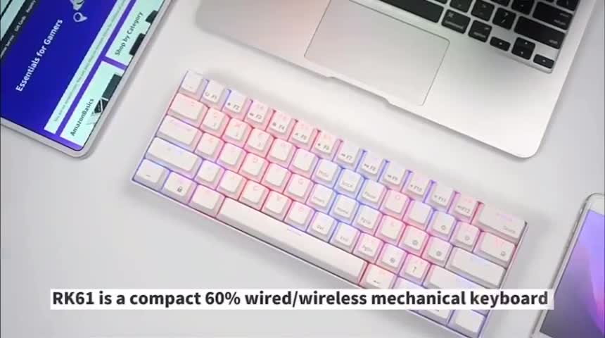HOTSWAP - Bàn phím cơ không dây Royal Kludge RK61 RGB, Gồm 61 phím kết nối Bluetooth kép pin sạc 1000mAh | BigBuy360 - bigbuy360.vn