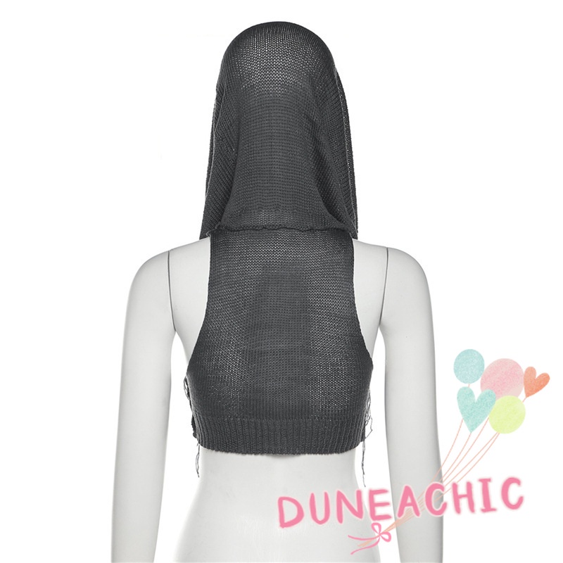 DUNEA Áo croptop dệt kim sát nách màu thanh lịch