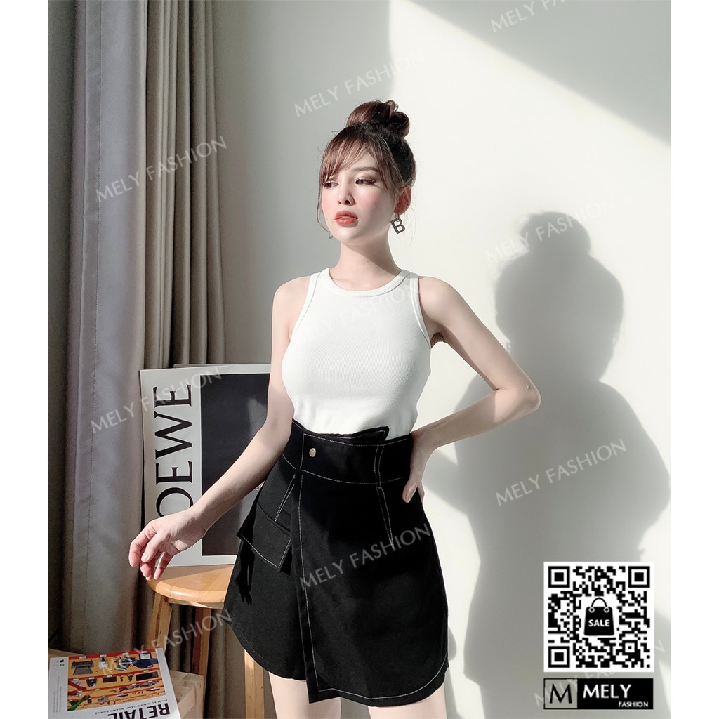Quần giả váy nữ cạp cao viền chỉ nổi tôn dáng sang trọng có bigsize CV10