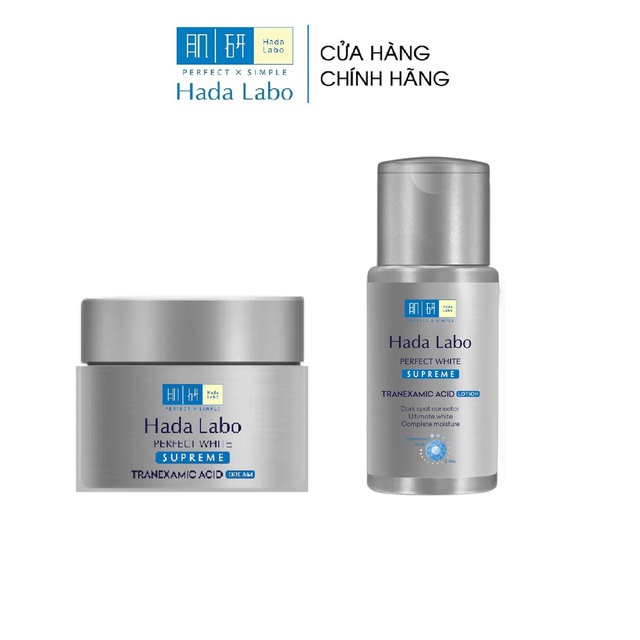 [Mã FMCGMALL -8% đơn 250K] Bộ đôi dưỡng trắng toàn diện Hada Labo Perfect White Supreme (Dung Dịch 100ml+Kem Dưỡng 50g) | BigBuy360 - bigbuy360.vn