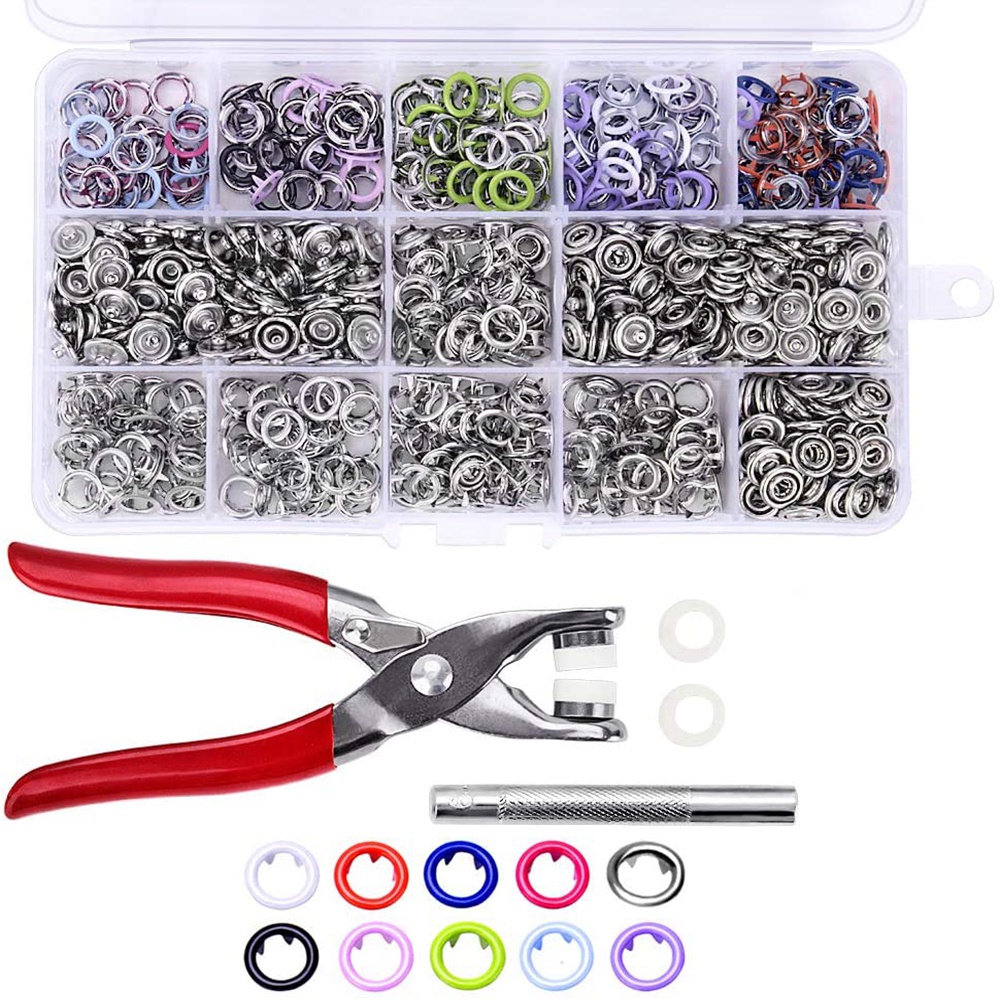 Set 200 Nút Bấm Kim Loại 9.5mm Nhiều Màu Sắc Dùng Để May Quần Áo