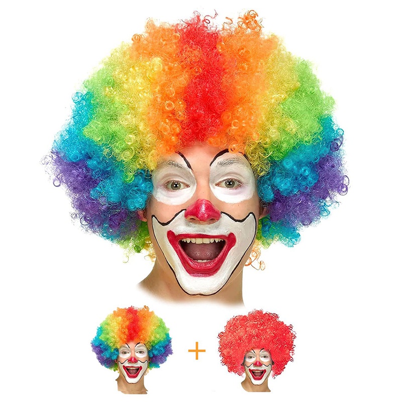 Bộ 2 Tóc Giả Xoăn 70 's 80' s Hình Chú Hề Vui Nhộn Cho Người Lớn Và Trẻ Em
