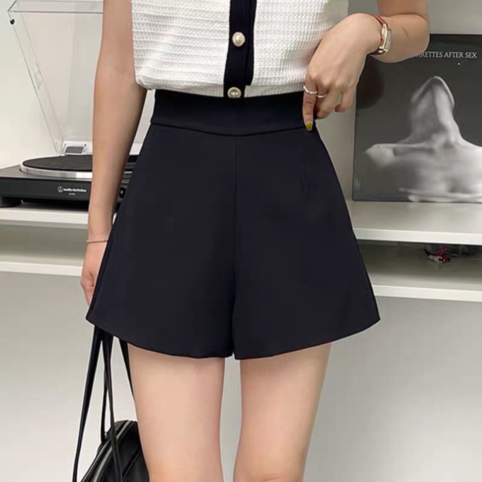 Quần đùi kaki nữ FM Style giả váy lưng cao ống rộng cao cấp phong cách Hàn Quốc hiện đại trẻ trung 220130503
