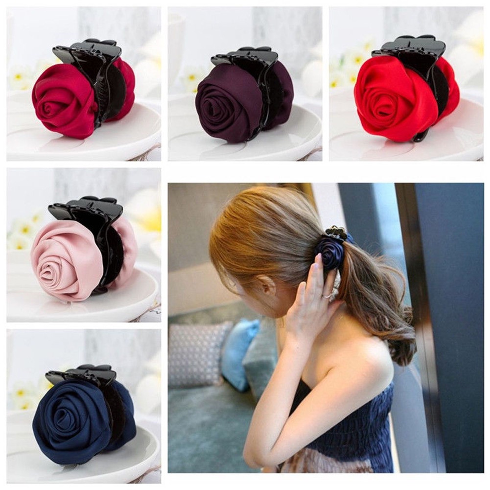 Kẹp tóc đính hoa hồng thời trang sang trọng cho nữ