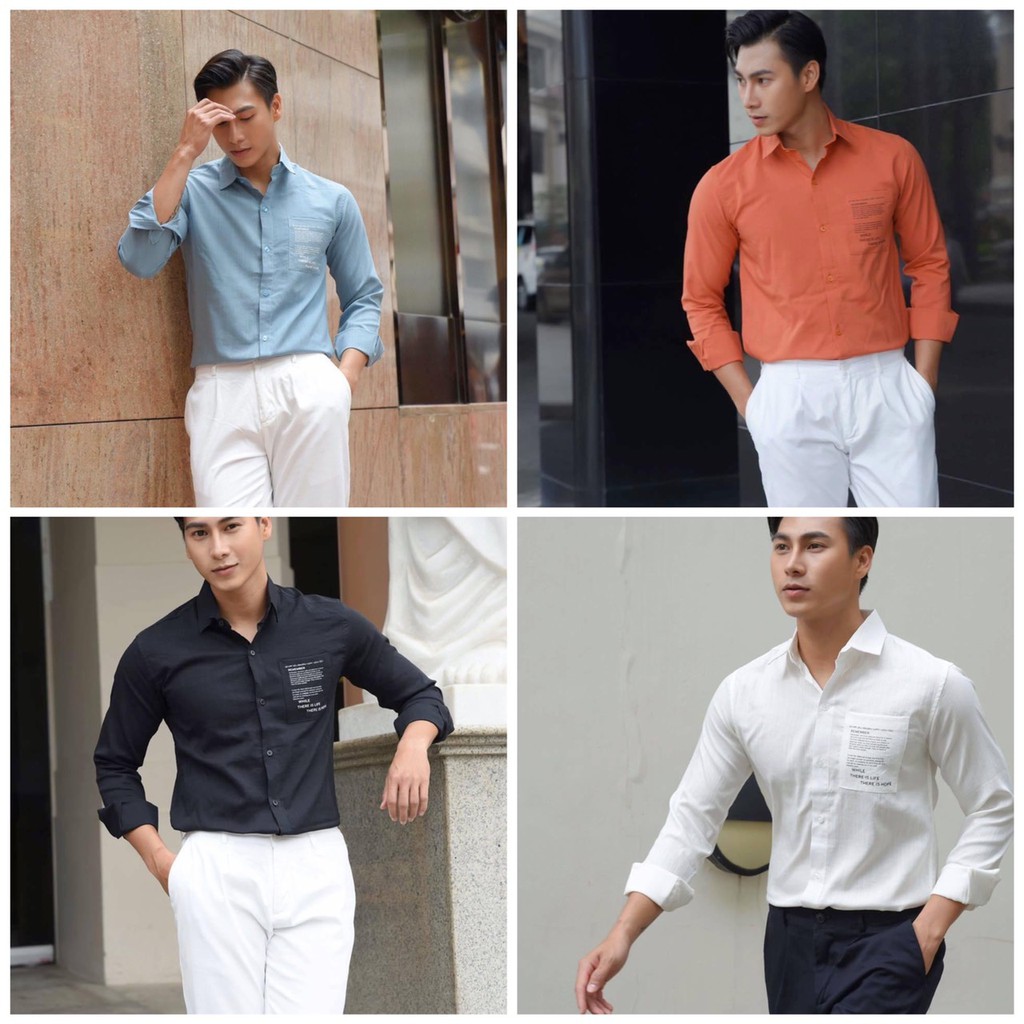 áo sơ mi nam dài tay form rộng hàn quốc vải lụa cao cấp