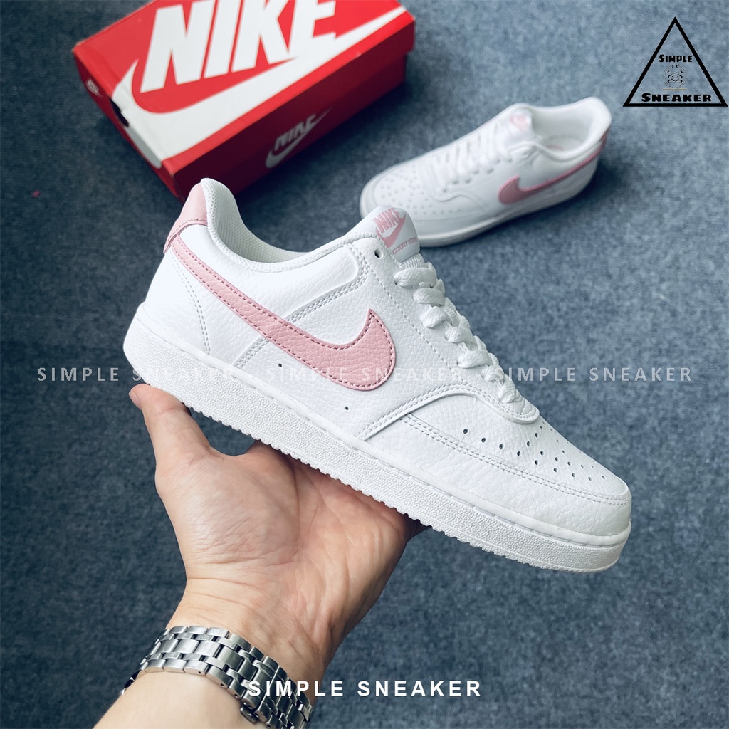 Giày Nữ Court VisionHÀNG CHÍNH HÃNGNike Court Vision White Pink- Giày Sneaker Thể Thao Nữ [CD5434 110]- Simple Sneaker