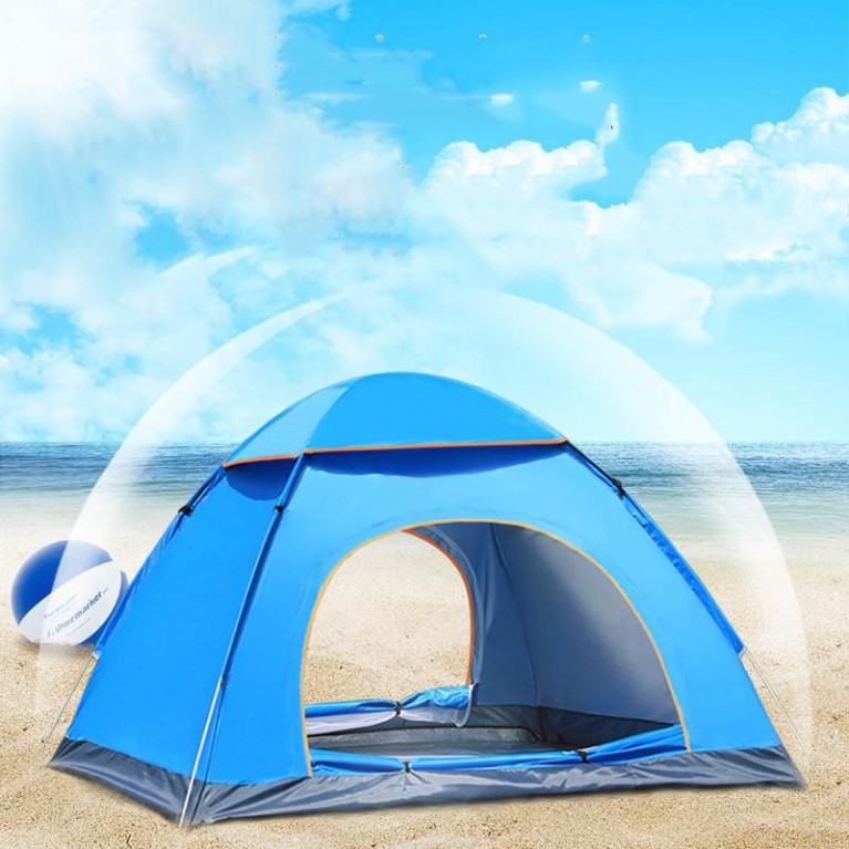Lều cắm trại lều dã ngoại tự bung 4-5 người 2 cửa 2 lớp thông thoáng, chống nắng, chống nước tia tử ngoại