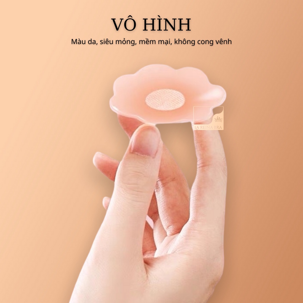 MIẾNG DÁN nhũ hoa LA REINA BRA - LRDN003 bằng silicon siêu mềm siêu dính chặt - Hộp 5 đôi
