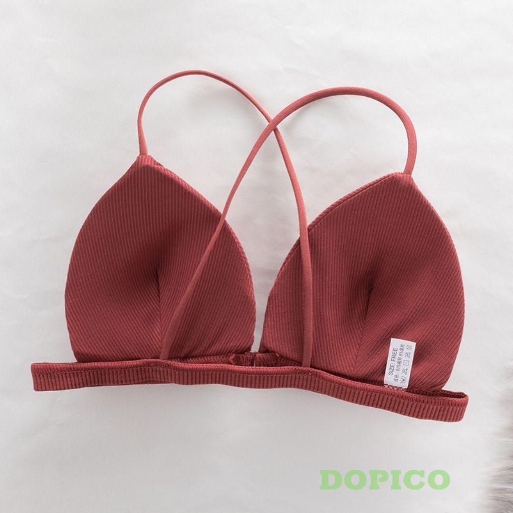 Áo bra nữ 2 dây cài trước, áo lót không gọng mút mỏng dây chéo gợi cảm DOPICO B715