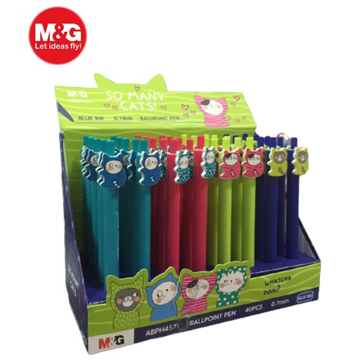 Bút bi cute hình mèo ABPH 4571 viết êm mực đậm chính hãng M&G