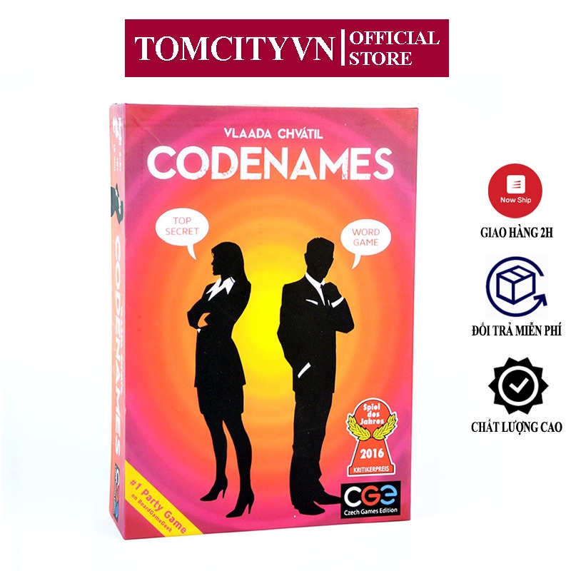 Bộ trò chơi CODENAMES TomcityVN tiếng Anh thể loại giải đố, mật vụ hấp dẫn cho nhóm 4 đến 8 người