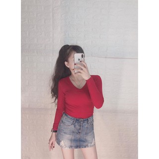 Áo Body Tay Dài Cổ Tim