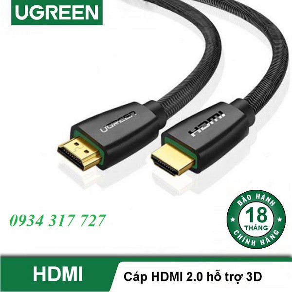 Cáp HDMI 2.0 UGREEN HD118 hỗ trợ 3D/4K 2M 40410  nhà phân phối chính hãng