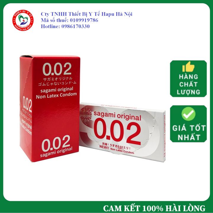Bao Cao Su Sagami 002 Siêu Mỏng  Hộp 3c, Độ Mỏng 0.02mm