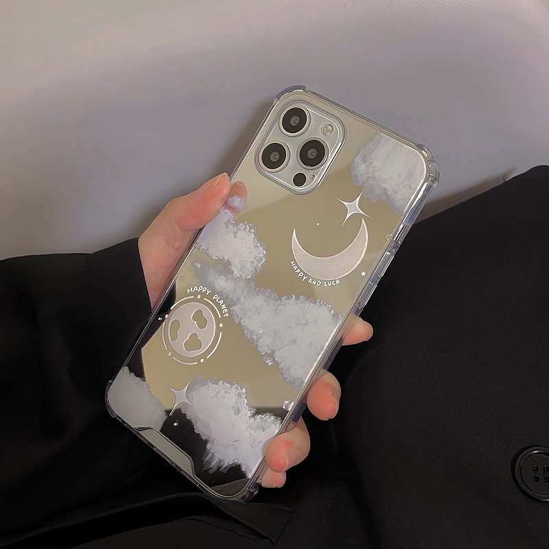 Ốp Lưng TPU TráNg Gương HìNh ĐáM Mây Cho iPhone 14 13 12 11 Pro Max Xs XR X Xs Max 8 7 Plus