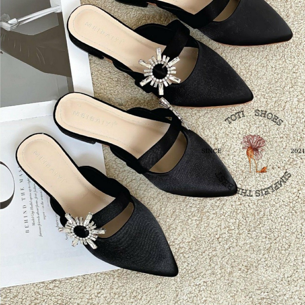 SỤC NỮ TOTIIE STORE - DÉP BÍT MŨI THỜI TRANG QUAI GÀI ĐÍNH ĐÁ - DÉP BỆT MŨI NHỌN CAO CẤP D2012830