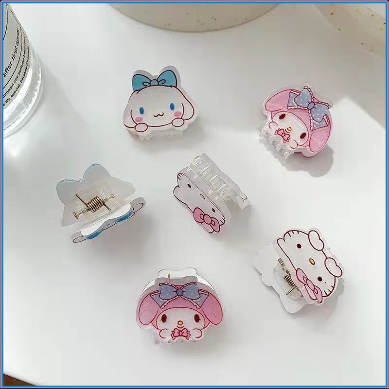Kẹp Tóc Mini Hình Hello Kitty / Cún Cinnamon / Melody Dễ Thương Phong Cách Nhật Bản