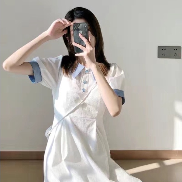 Đầm polo trơn nữ chất đẹp - Váy Polo cổ bẻ ôm body tay ngắn chất cotton nữ tính-7shine
