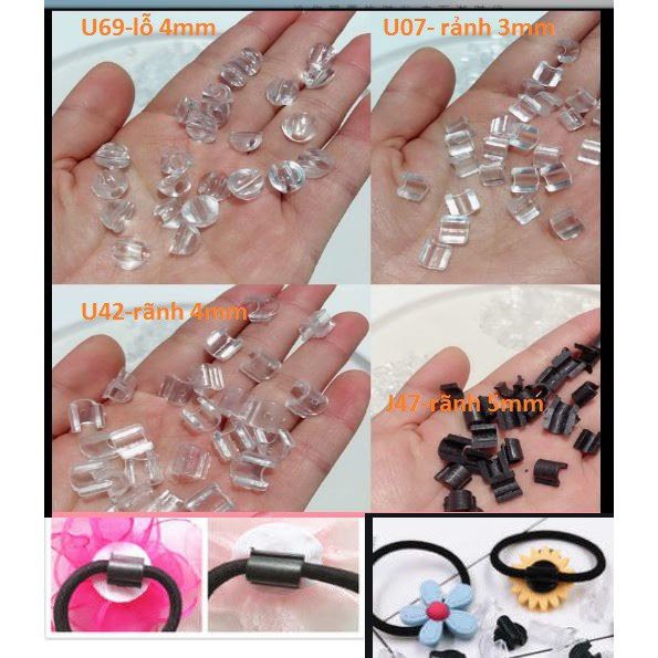 20-100 cái khóa dây làm đế dán patch cho cột tóc U07/U42/U69/J47