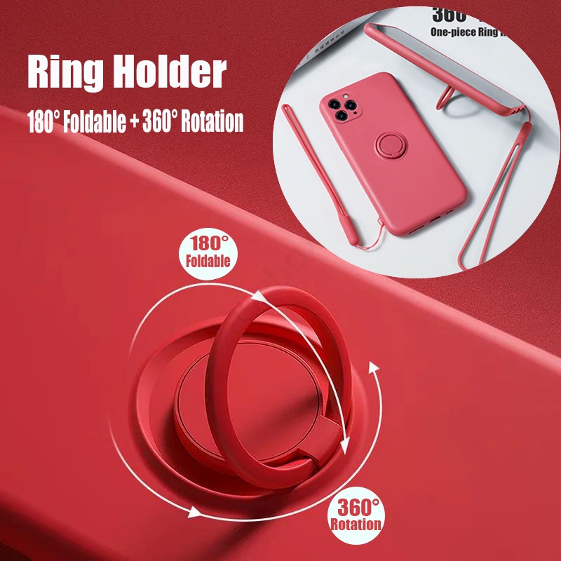 Ốp Lưng Silicone Mềm Có Vòng Nhẫn Và Nam Châm Tiện Dụng Cho iPhone 6 6S 7 8 Plus SE