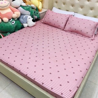 Bộ ga giường 1m6/1m8 tim hồng 💖1 ra giường 2 áo gối nằm 45 x 65 cm-linhalmonds