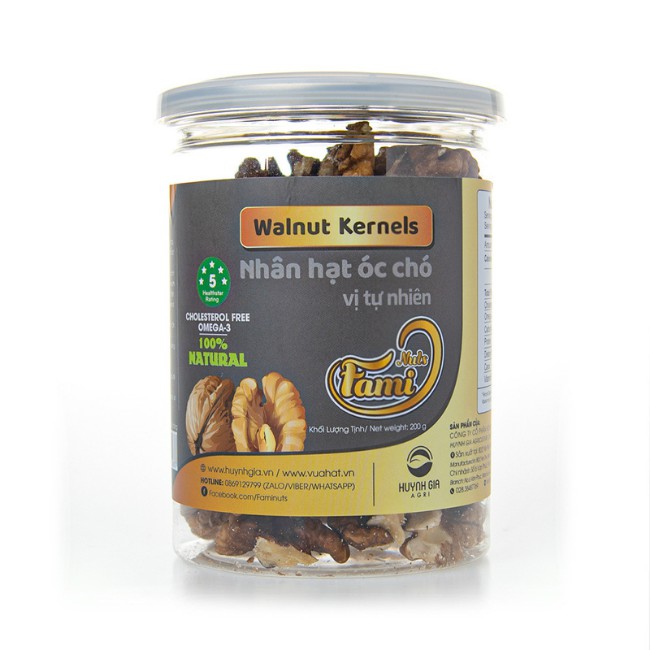 [Hạt Nhập Khẩu] Nhân Hạt Óc Chó Mỹ Nhập Khẩu Cao Cấp Fami Nuts Hộp Nắp Nhôm 200g