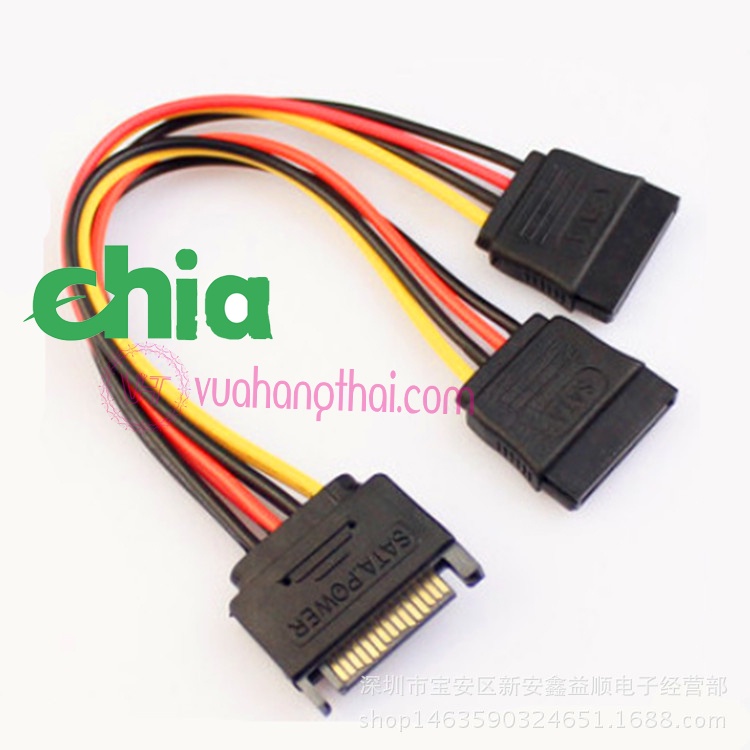 Cáp chia nguồn SATA 1 thành 2 - Dây nguồn SATA 1 ra 2 - Cáp nguồn SATA  1 to 2 chữ Y cho HDD/SSD/DVD-R