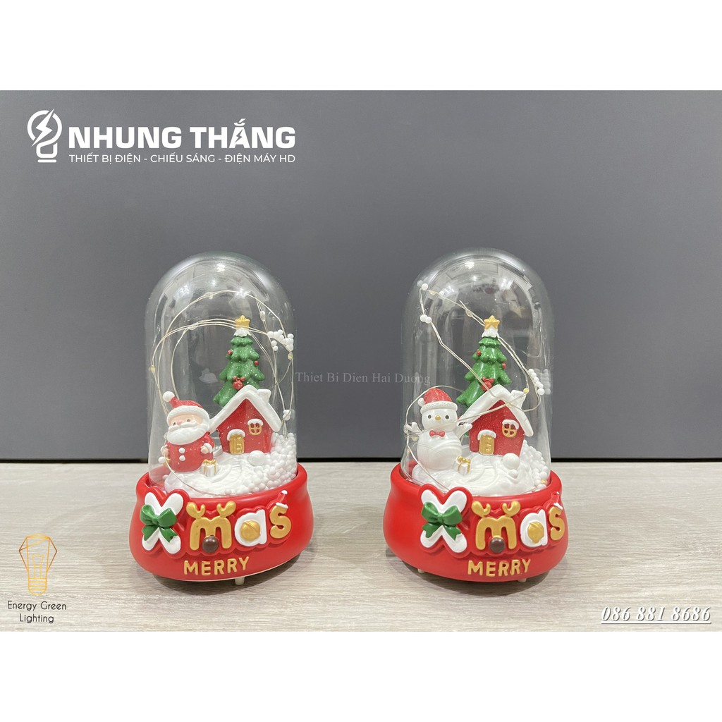 [Quà Tặng Giáng Sinh] Quả Cầu Phát Nhạc Ông Già Noel Và Người Tuyết - Siêu Dễ Thương - Có Đèn - Tặng Pin