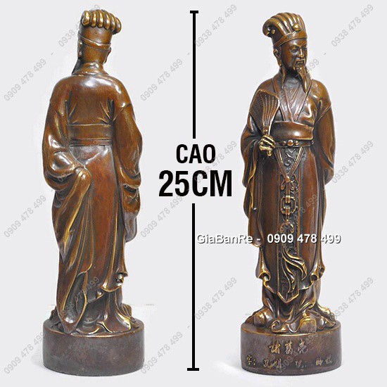 Tượng Đồng Đúc Khối Giả Cổ Gia Cát Lượng Khổng Minh - 25cm - 6926