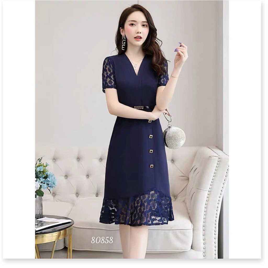 ĐẦM UMI PHỐI REN TAY NGẮN XINH XẮN,CHẤT LIỆU UMI THOÁNG MÁT THỜI TRANG MỚI KME