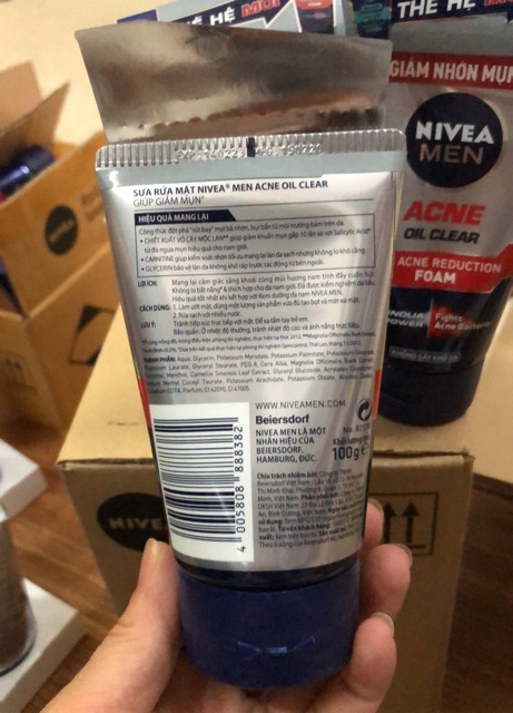 “Mẫu mới” Sữa Rửa Mặt Nam Nivea Giúp Giảm Nhờn Mụn Tối Ưu 100g