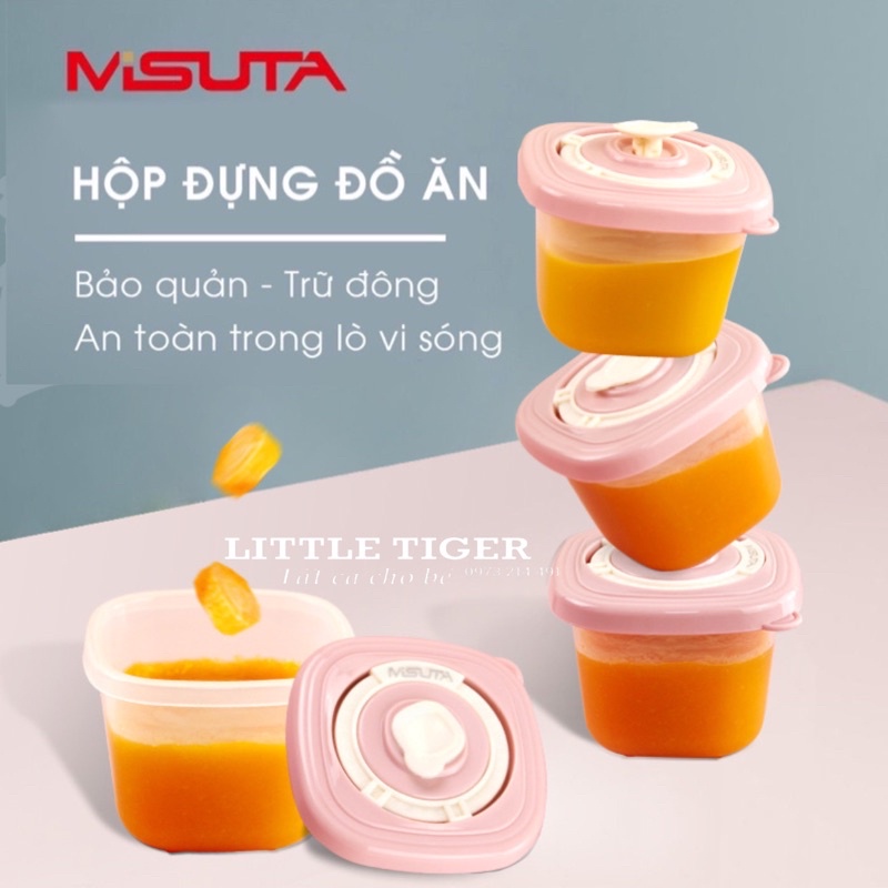 Hộp trữ đông, khay trữ đồ ăn dặm cho bé 120ml Misuta, dùng được trong lò vi sóng, có đặt lịch ngày trữ đông