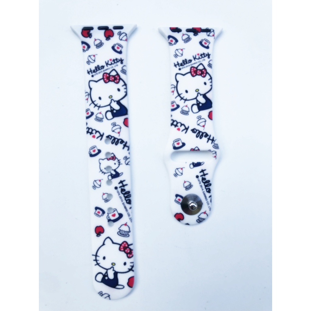 Dây Đeo Đồng Hồ Bằng Silicon Họa Tiết Mèo Kitty Dễ Thương Cho iWatch 38mm 40mm 41mm 42mm 44mm 45mm 8 7 6 SE 5 4 3 2 1