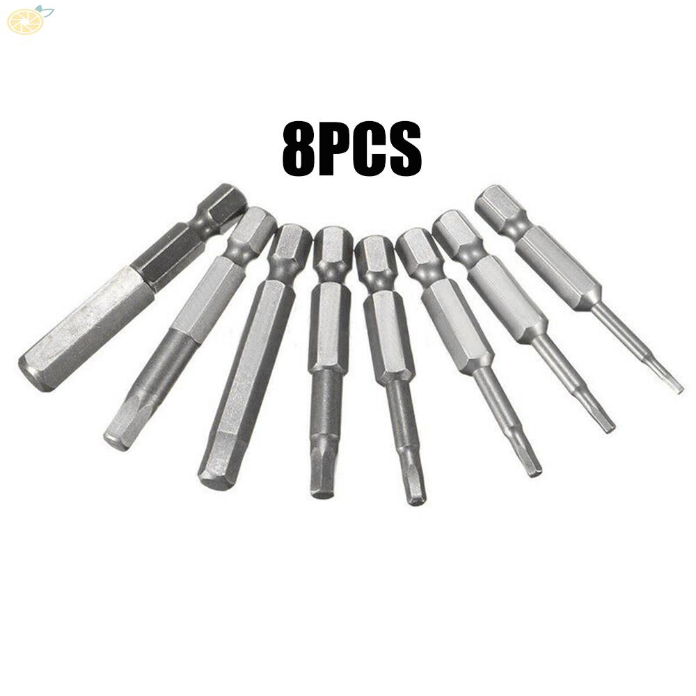 Bộ 8 Đầu Vặn Ốc Vít Hình Lục Giác Bằng Thép Hợp Kim S2 Màu Bạc Cỡ 50mm