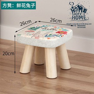 Ghế đôn chân gỗ bọc nỉ