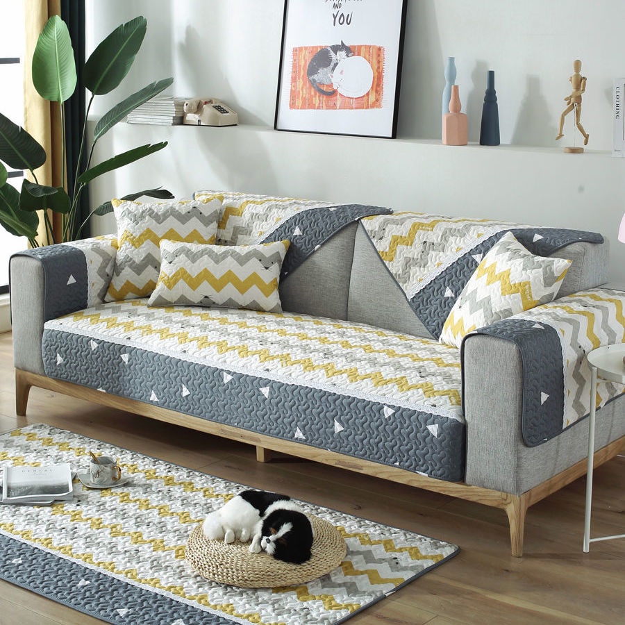 Đệm Lót Ghế Sofa Vải Da Cotton Chống Trượt Phong Cách Bắc Âu Hiện Đại