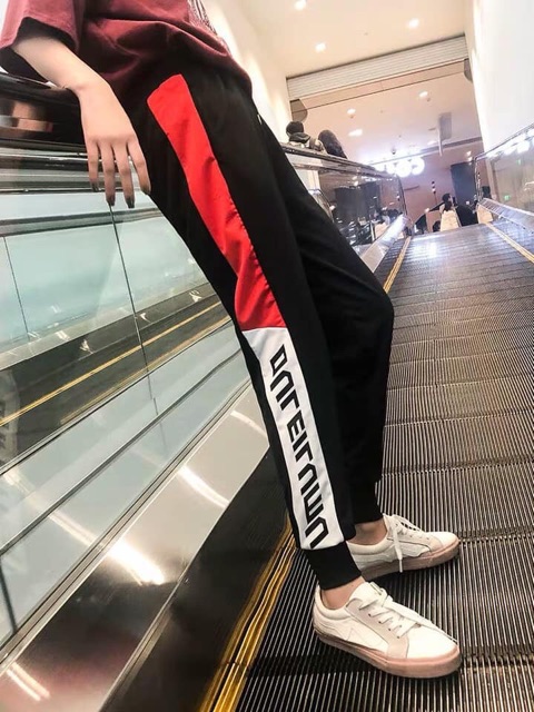 QUẦN JOGGER NỈ PHỐI MÀU VIỀN CHỮ