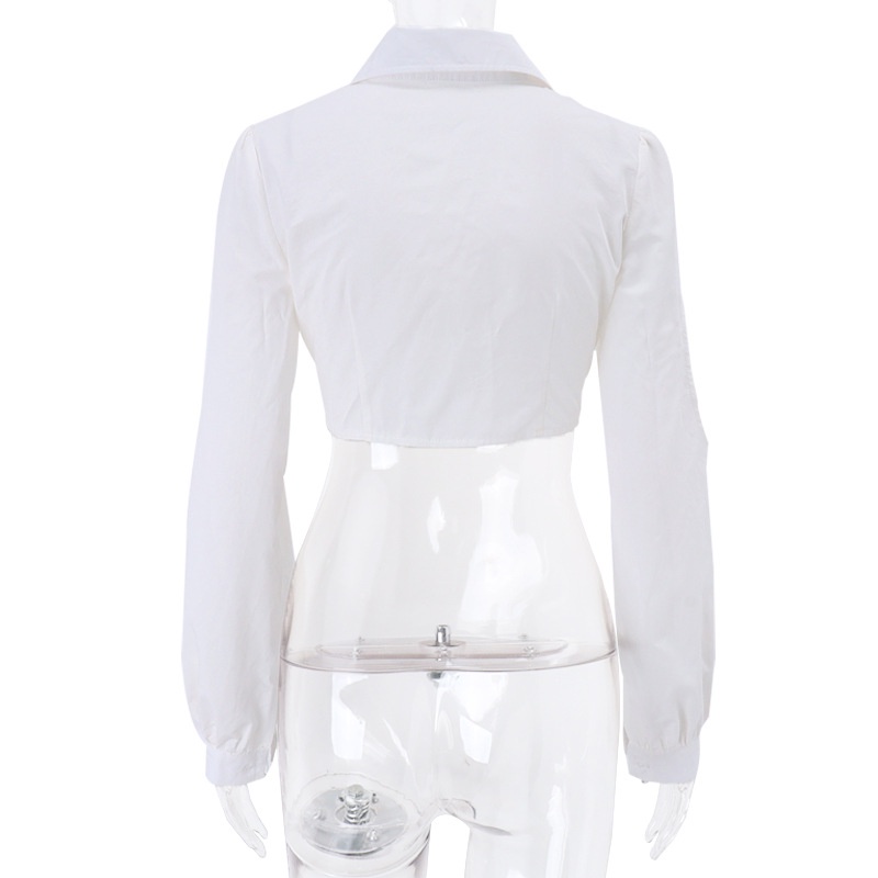 Áo Sơ Mi Dài Tay Cổ Bẻ Phối Hàng Nút Thời Trang