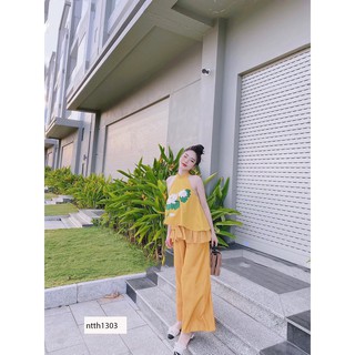 6822. SÉT CỔ YẾM THÊU HOA SEN